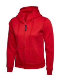 A Uneek UC505 ladies classic full-ziphooded sweatshirt shirt in Red