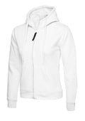 A Uneek UC505 ladies classic full-ziphooded sweatshirt shirt in White