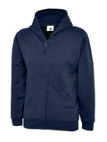 A Uneek UC506 childrens unisex classic hooded sweatshirt shirt in Navy