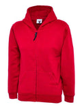 A Uneek UC506 childrens unisex classic hooded sweatshirt shirt in Red