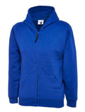 A Uneek UC506 childrens unisex classic hooded sweatshirt shirt in Royal