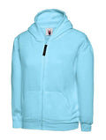 A Uneek UC506 childrens unisex classic hooded sweatshirt shirt in Sky