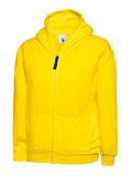 A Uneek UC506 childrens unisex classic hooded sweatshirt shirt in Yellow