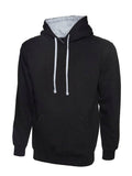 A Uneek UC507 adult unisex contrast hooded sweatshirt shirt in Black/Heather Grey