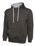 A Uneek UC507 adult unisex contrast hooded sweatshirt shirt in Charcoal/Heather Grey