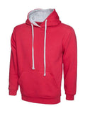 A Uneek UC507 adult unisex contrast hooded sweatshirt shirt in Fuchsia/Heather Grey