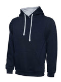 A Uneek UC507 adult unisex contrast hooded sweatshirt shirt in Navy/Heather Grey