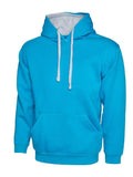 A Uneek UC507 adult unisex contrast hooded sweatshirt shirt in Sapphire/Heather Grey