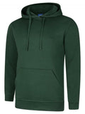 A Uneek UC509 adult unisex deluxe hooded sweatshirt shirt in Bottle Green