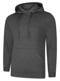 A Uneek UC509 adult unisex deluxe hooded sweatshirt shirt in Charcoal
