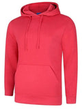 A Uneek UC509 adult unisex deluxe hooded sweatshirt shirt in Cranberry