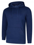 A Uneek UC509 adult unisex deluxe hooded sweatshirt shirt in French Navy