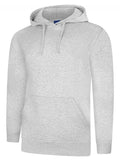 A Uneek UC509 adult unisex deluxe hooded sweatshirt shirt in Heather Grey