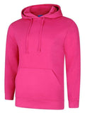 A Uneek UC509 adult unisex deluxe hooded sweatshirt shirt in Hot Pink