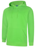 A Uneek UC509 adult unisex deluxe hooded sweatshirt shirt in Lime