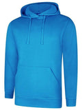 A Uneek UC509 adult unisex deluxe hooded sweatshirt shirt in Reef Blue