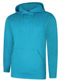 A Uneek UC509 adult unisex deluxe hooded sweatshirt shirt in Sapphire Blue