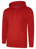 A Uneek UC509 adult unisex deluxe hooded sweatshirt shirt in Sizzling Red