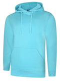 A Uneek UC509 adult unisex deluxe hooded sweatshirt shirt in Turquoise