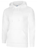 A Uneek UC509 adult unisex deluxe hooded sweatshirt shirt in White