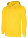 A Uneek UC509 adult unisex deluxe hooded sweatshirt shirt in Yellow