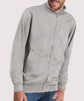 A Uneek UC203 unisex deluxe sweat jacket in Heather Grey