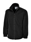 A Uneek UC601 adult unisex heavyweight full-zip fleece jacket in Black