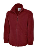 A Uneek UC601 adult unisex heavyweight full-zip fleece jacket in Maroon