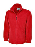 A Uneek UC601 adult unisex heavyweight full-zip fleece jacket in Red