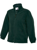 A Uneek UC603 childrens unisex classic full-zip fleece jacket in Bottle Green
