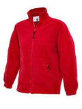 A Uneek UC603 childrens unisex classic full-zip fleece jacket in Red