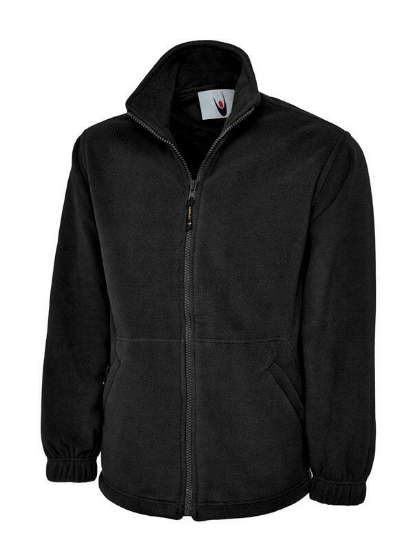 A Uneek UC604 adult unisex classic full-zip fleece jacket in Black