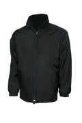 A Uneek UC605 adult unisex classic reversable fleece jacket in Black