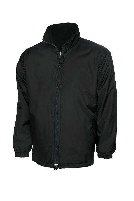A Uneek UC605 adult unisex classic reversable fleece jacket in Black