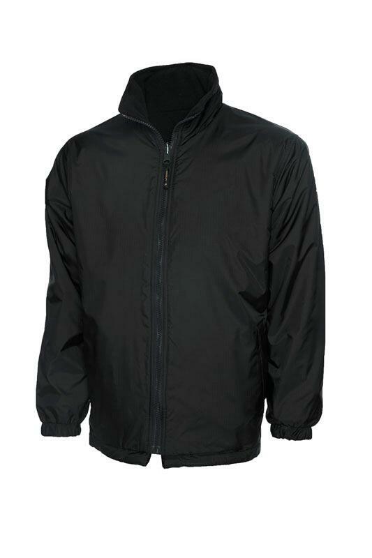 A Uneek UC606 childrens unisex classic reversable fleece jacket in Black