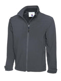 A Uneek UC611 adult unisex deluxe soft shell jacket in Light Grey
