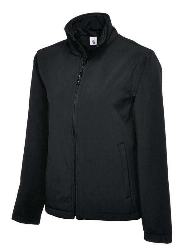 A Uneek UC612 adult unisex classic soft shell jacket in Black
