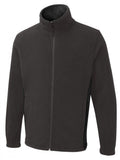 Uneek Two Tone Full Zip Fleece Jacket in Charcoal & Black on a white background