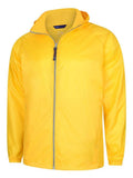 A Uneek Breathable Active Jacket in Submarine Yellow & Grey on a white background