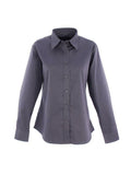Uneek UC703 charcoal button-up dress shirt with long sleeves, displayed on a white background.