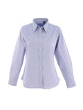 Uneek UC703 light blue button-up dress shirt with long sleeves, displayed on a white background.
