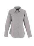 Uneek UC703 silver grey button-up dress shirt with long sleeves, displayed on a white background.