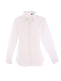 Uneek UC703 white button-up dress shirt with long sleeves, displayed on a white background.