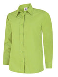 A lime UC711 button-down dress shirt displayed on a white background, featuring a pointed collar and long sleeves.