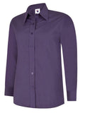 A purple UC711 button-down dress shirt displayed on a white background, featuring a pointed collar and long sleeves.