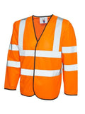 A Uneek UC802 adult unisex hi-vis safety long sleeve waistcoat in Orange