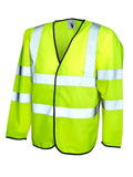 A Uneek UC802 adult unisex hi-vis safety long sleeve waistcoat in Yellow