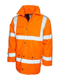 A Uneek UC803 adult unisex hi-vis safety jacket in Orange