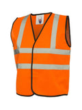 A Uneek UC806 kids unisex hi-vis safety waistcoat in Orange
