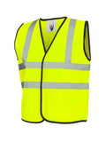 A Uneek UC806 kids unisex hi-vis safety waistcoat in Yellow